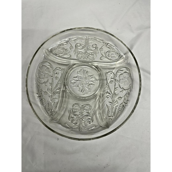 Mckee Other - McKee Rock Crystal Clear 5 Part Relish Tray Platter 11 3/4" Round Clear